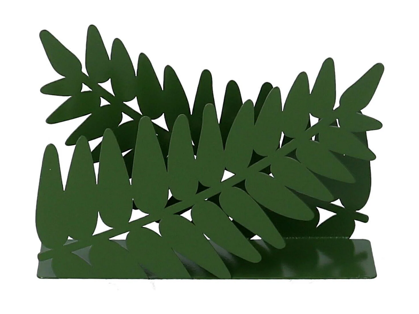 Portatovaglioli metallo foglia alloro verde scuro rettangolare cm14,5x4h10