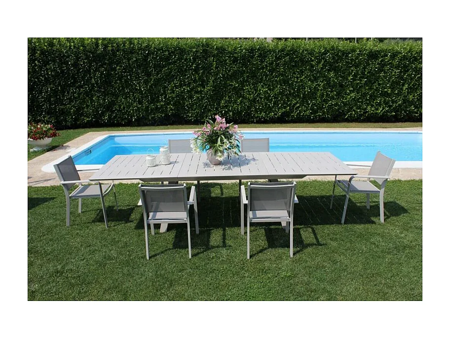 AUSZIEHBARER ALUMINIUMTISCH ZANTE 200/300x110 cm TAUPE