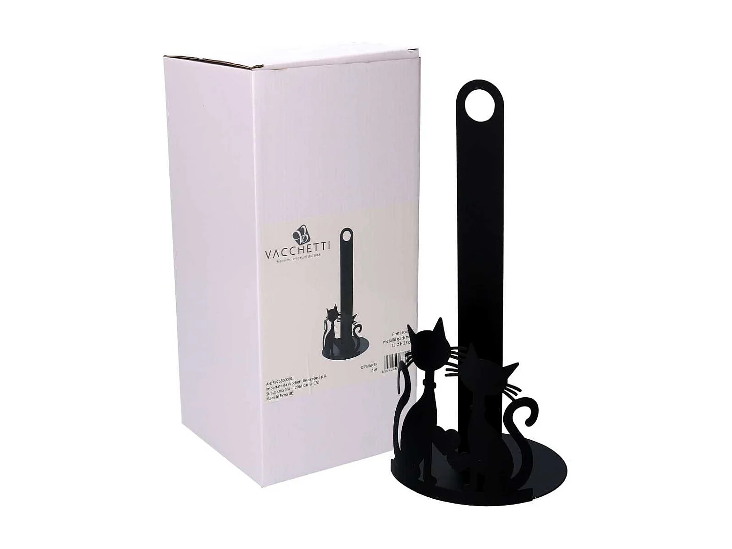 Portascottex metallo gatti nero tondo cm ø15h33