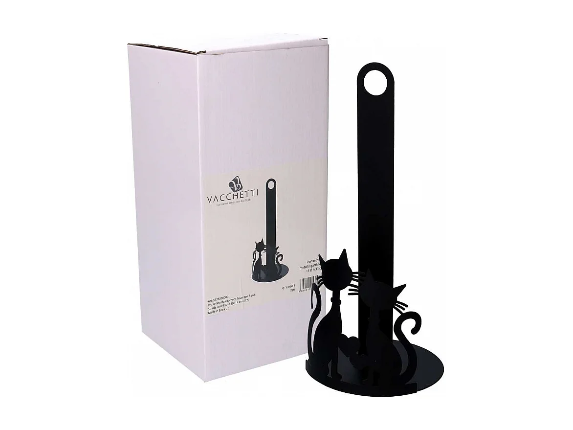 Portascottex metallo gatti nero tondo cm ø15h33