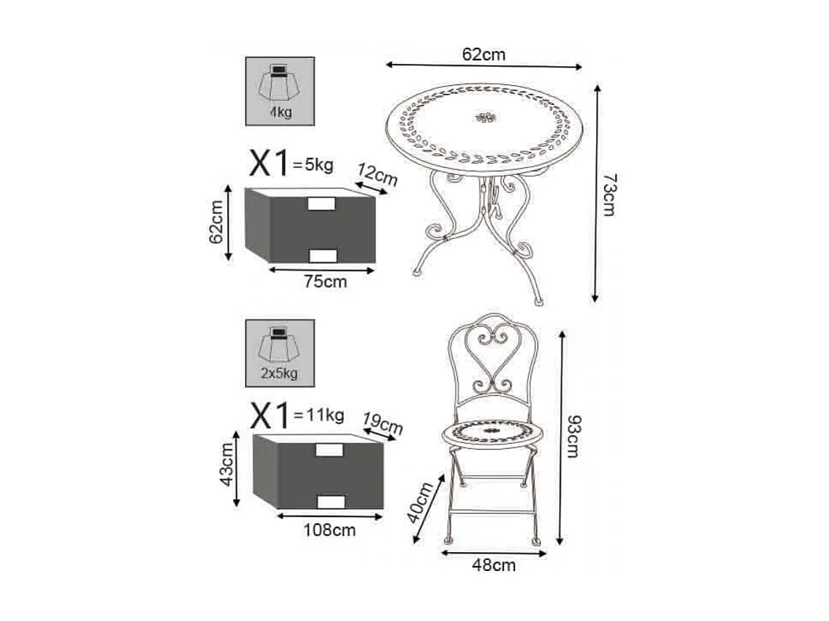 SET 3 BISTRO' JEANETTE BIANCO ANTICO
