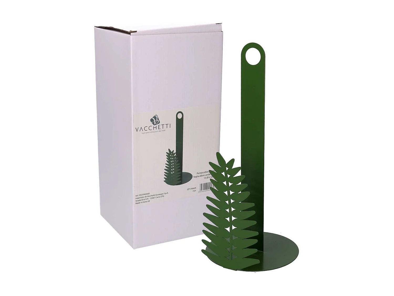 Portascottex metallo foglia alloro verde scuro tondo ø15h33