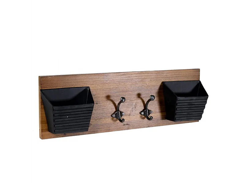 Portalettere legno 2 posti con appendino 2p cm 60x9,5h20