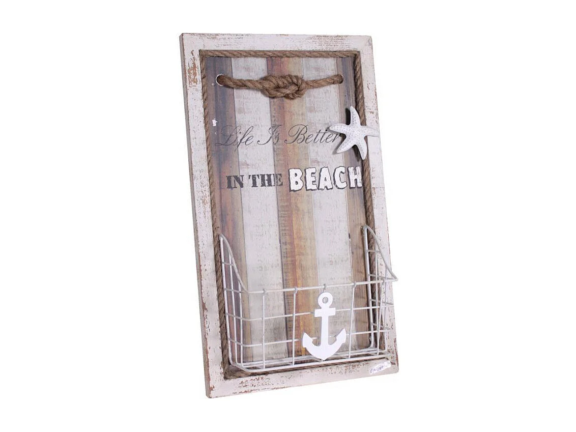 Portalettere mare legno beach ancora cm 33x12h56