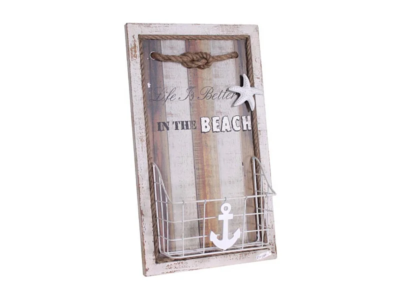 Portalettere mare legno beach ancora cm 33x12h56