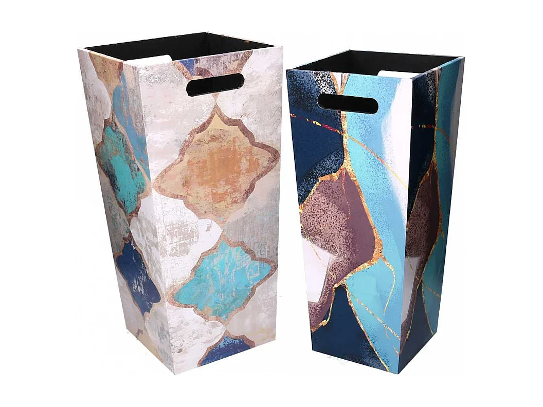 Portaombrelli ecopelle 1-2 blu marocco rettangolare cm 25x25h53