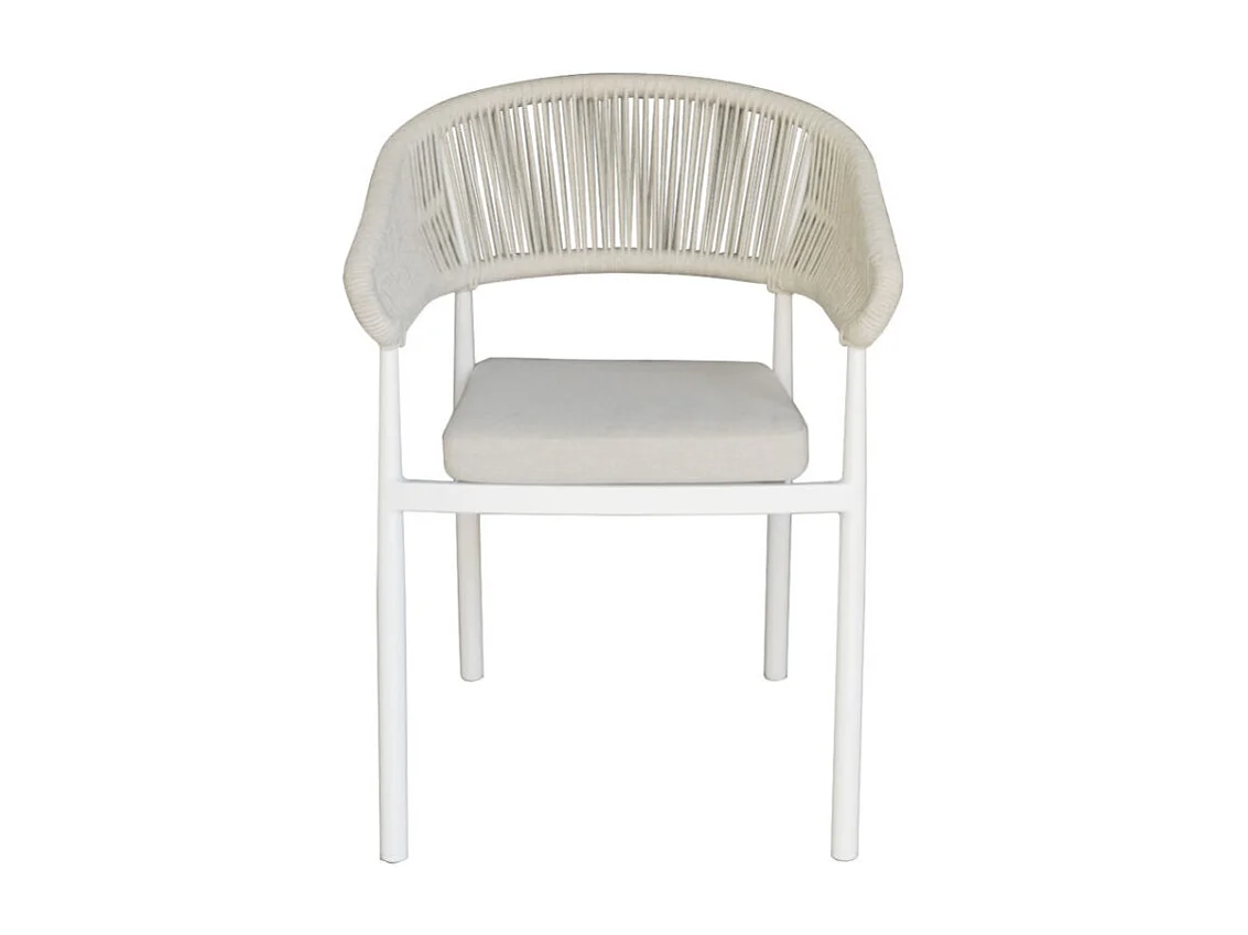 Sedia Perugia Contract In Alluminio Bianco E Corda Per Esterni Beige Moia