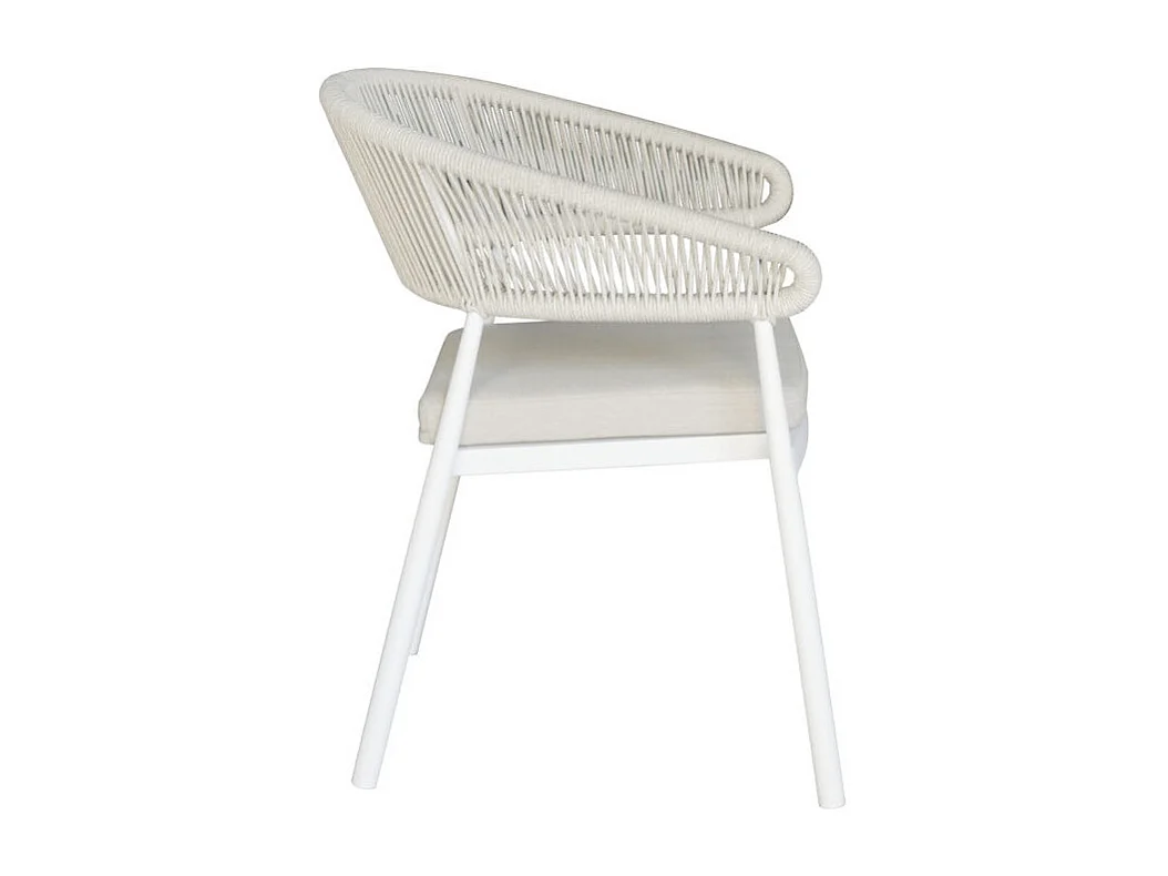 Sedia Perugia Contract In Alluminio Bianco E Corda Per Esterni Beige Moia