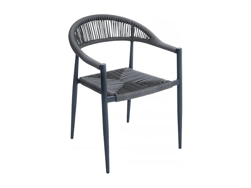 Set di due Sedie MOIA Contract antracite con corda sintetica grigia