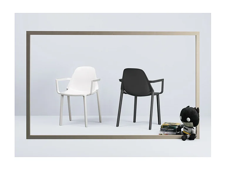 SET 4 POLTRONA PIU' CON BRACCIOLI TECNOPOLIMERO SCAB DESIGN MADE IN ITALY - Antracite 81