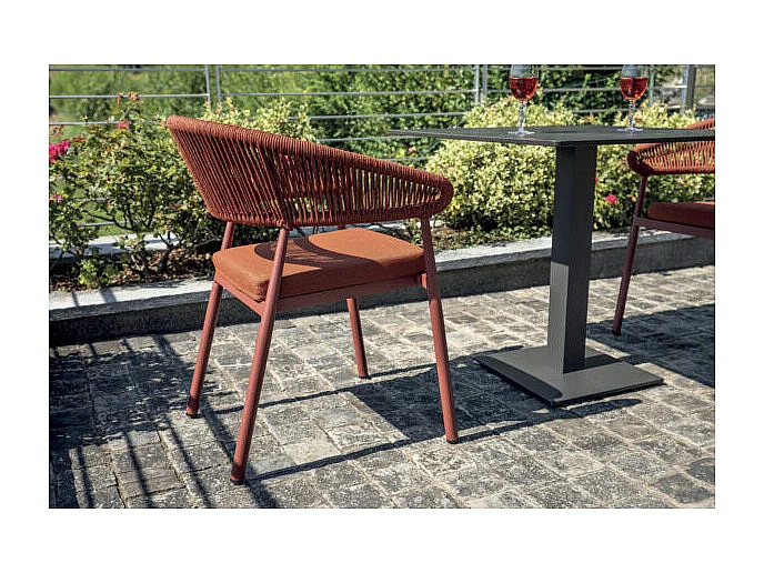 Sedia Perugia Contract In Alluminio Rosso E Corda Per Esterni Rossa Moia