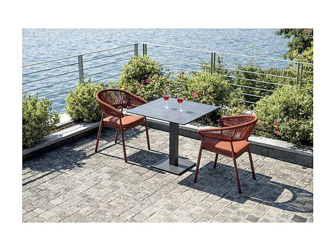 Sedia Perugia Contract In Alluminio Rosso E Corda Per Esterni Rossa Moia