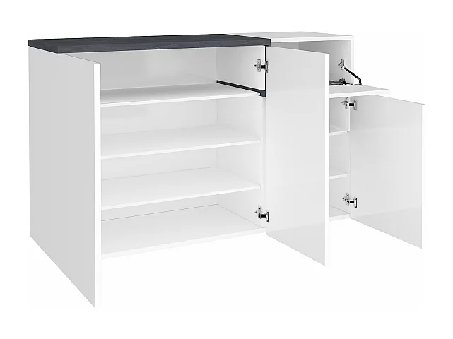 Scarpiera Zet 120 – 3 ante + 1 ribalta – Bianco Lucido/Ardesia