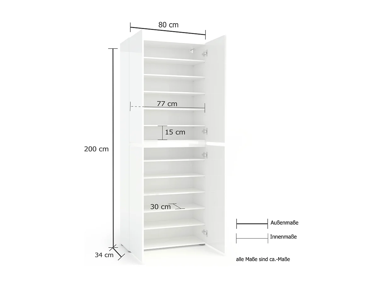 Scarpiera a 4 ante XL con 10 ripiani MISTER VERDE SALVIA made in Italy