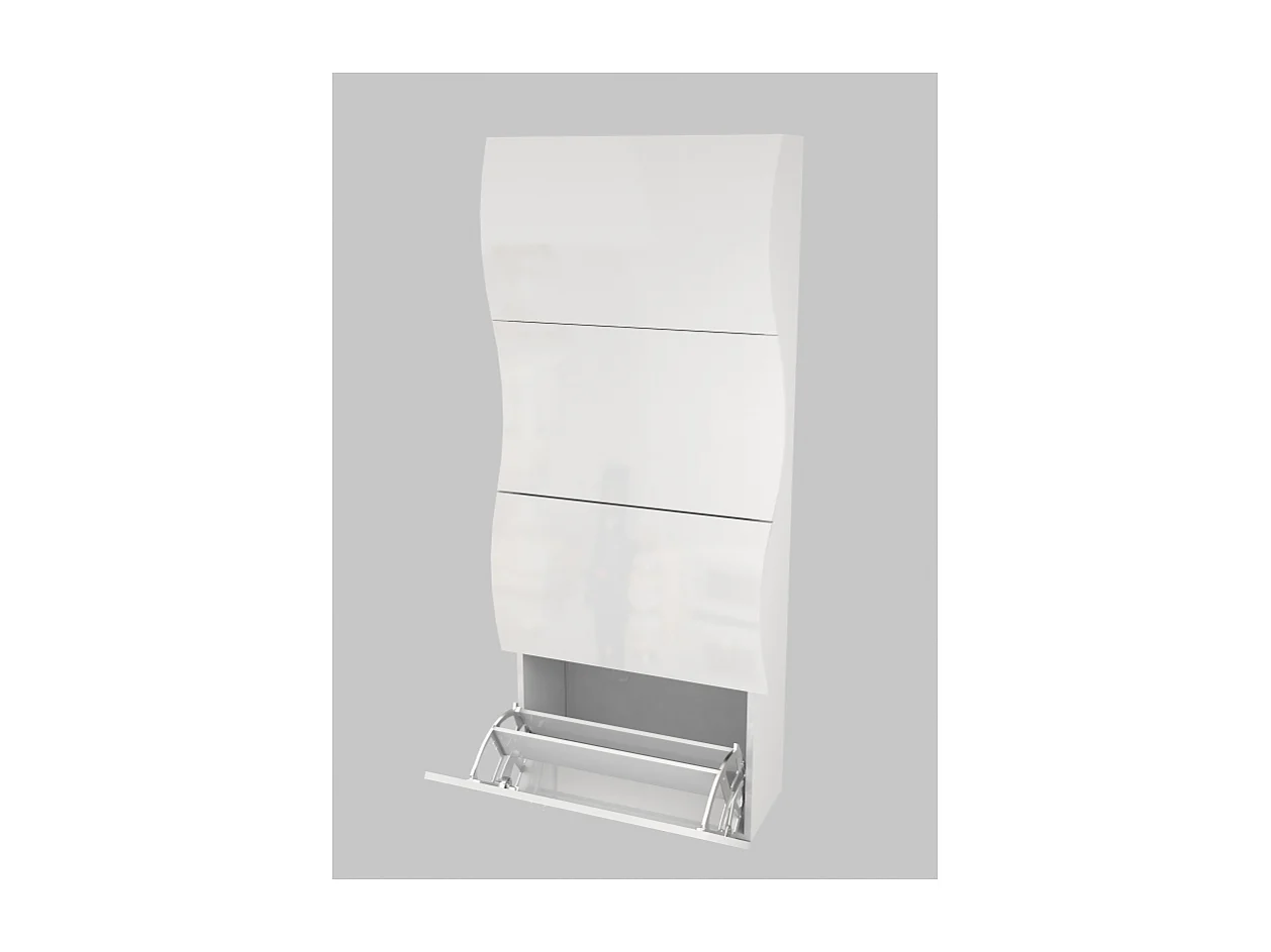 Scarpiera Onda 4 Ante a Ribalta 71x161,4x26,6 cm – Bianco Lucido