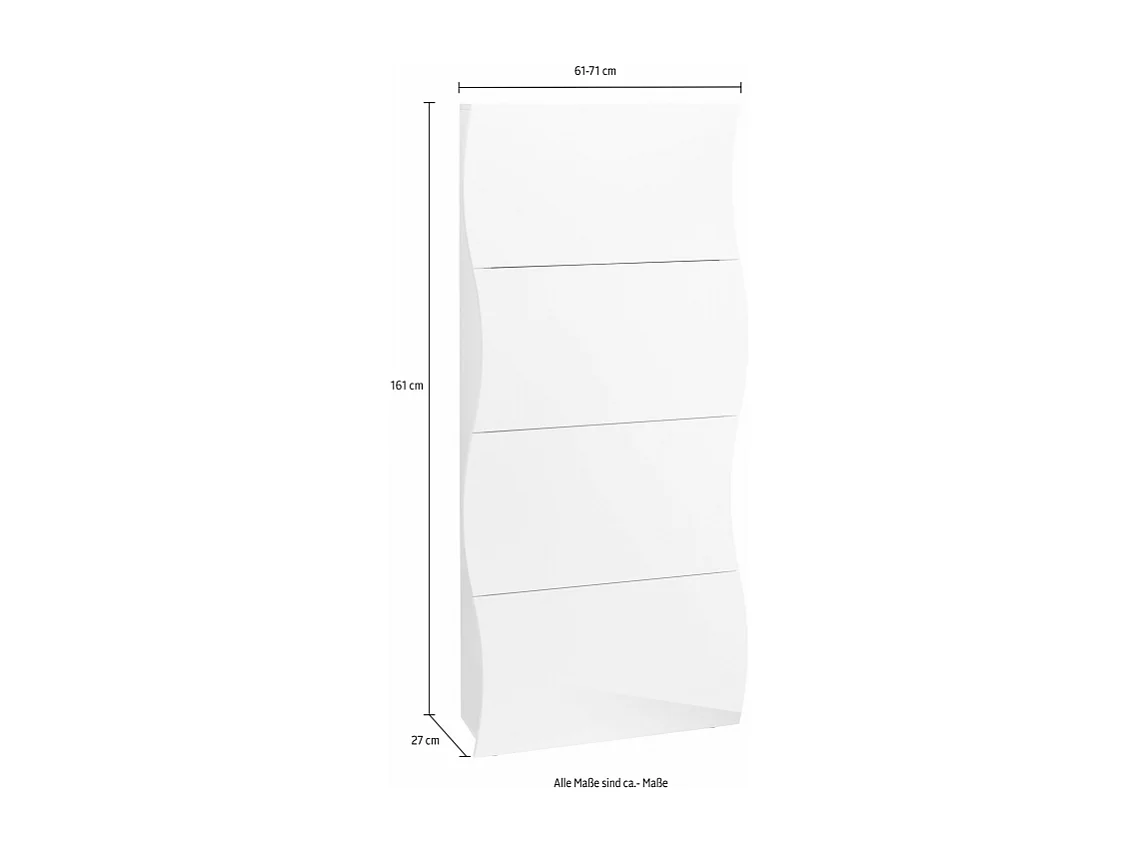 Scarpiera Onda 4 Ante a Ribalta 71x161,4x26,6 cm – Bianco Lucido
