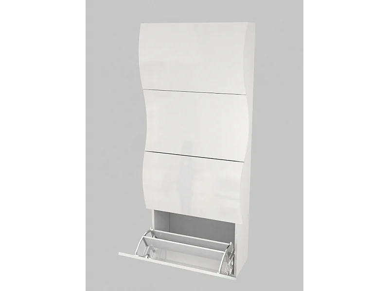 Scarpiera Onda 4 Ante a Ribalta 71x161,4x26,6 cm – Bianco Lucido