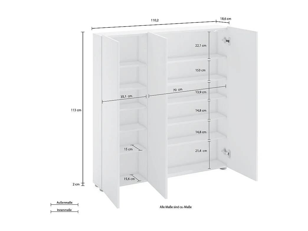 Scarpiera con 3 anta e 5+5 ripiani SPAZIO made in Italy