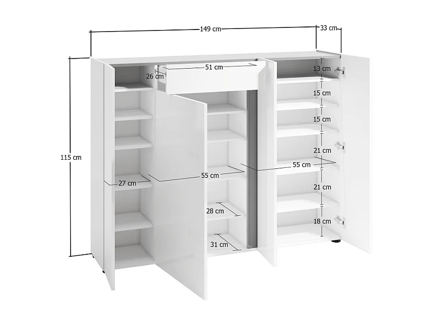 Scarpiera bassa a 4 Ante ATRIUM made in Italy
