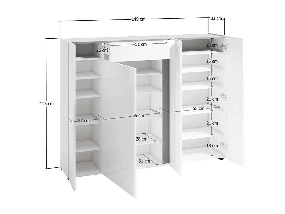 Scarpiera bassa a 4 Ante ATRIUM made in Italy