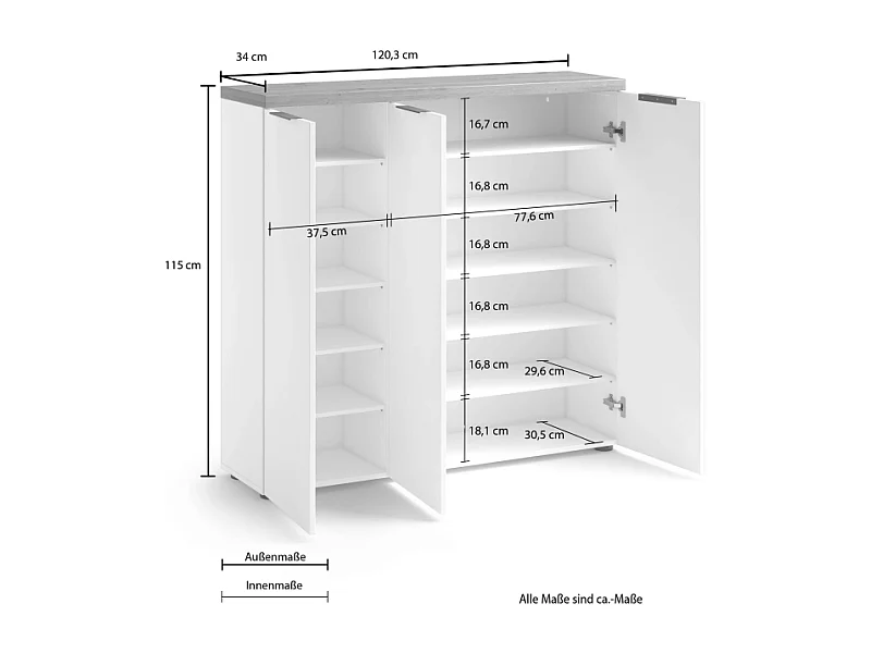 Scarpiera a 3 ante con 4+5 ripiani IDEA made in Italy