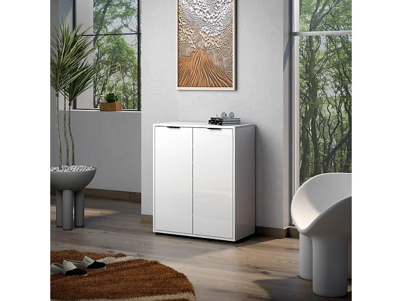 Scarpiera 2 ante bassa JOLLY bianco lucido cm 72x86x36h made in Italy