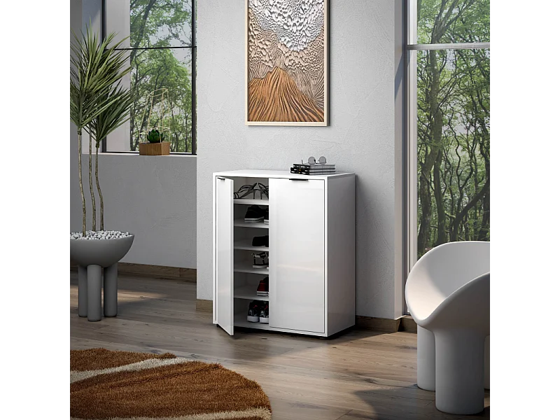 Scarpiera 2 ante bassa JOLLY bianco lucido cm 72x86x36h made in Italy