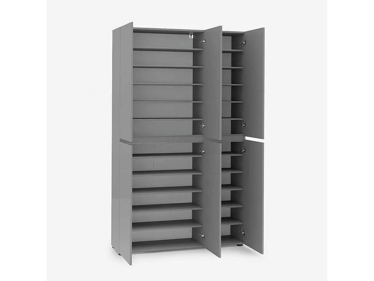 Zapatero XL de 6 puertas con 10+10 estantes Mister - Gris