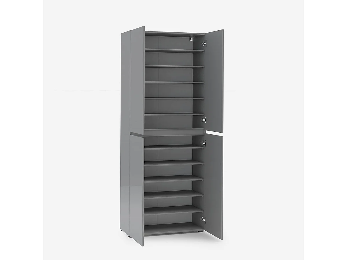 Scarpiera a 4 ante XL con 10 ripiani MISTER made in Italy - Grigio