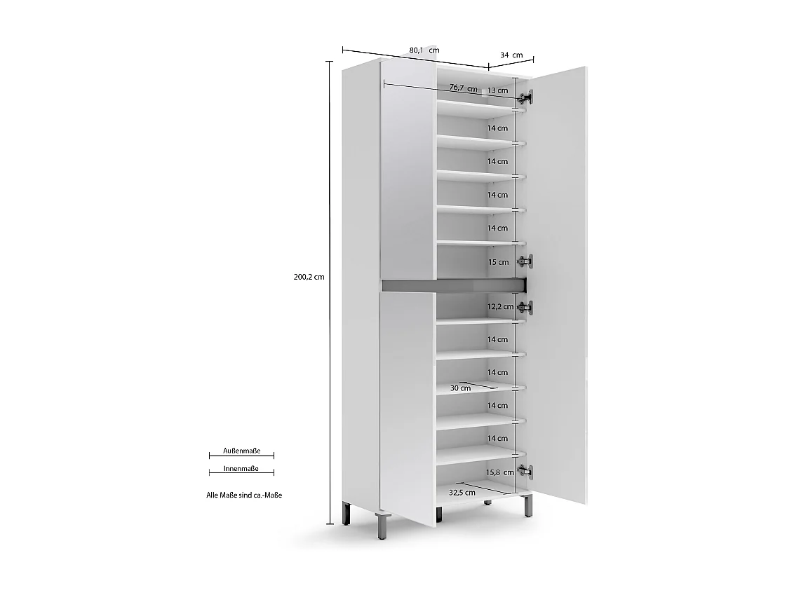 Scarpiera XL a 3 ante GENIO GARDEROBE made in Italy