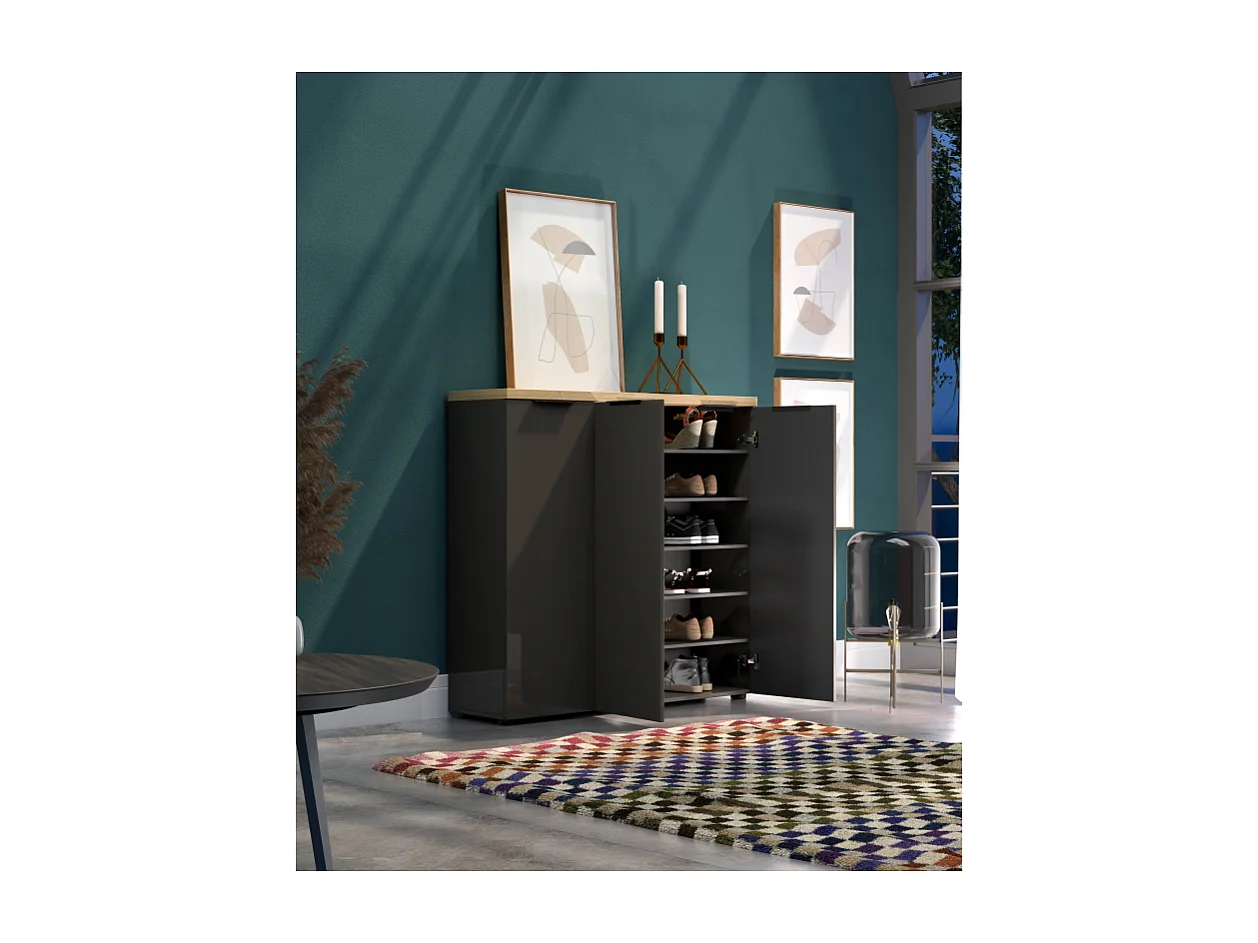 Scarpiera 3 ante IDEA antracite-rovere made in Italy