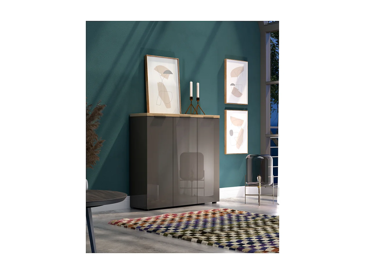 Scarpiera 3 ante IDEA antracite-rovere made in Italy