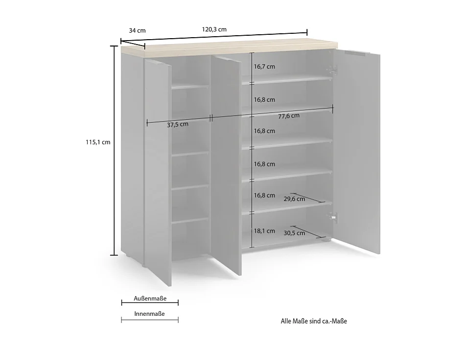 Scarpiera 3 ante IDEA antracite-rovere made in Italy