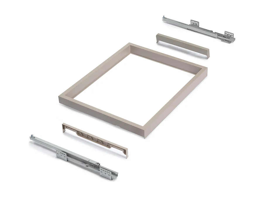 Kit cassetto organizzatore con telaio di guide a chiusura morbida per armadio, regolabile, modulo 600mm, Grigio pietra