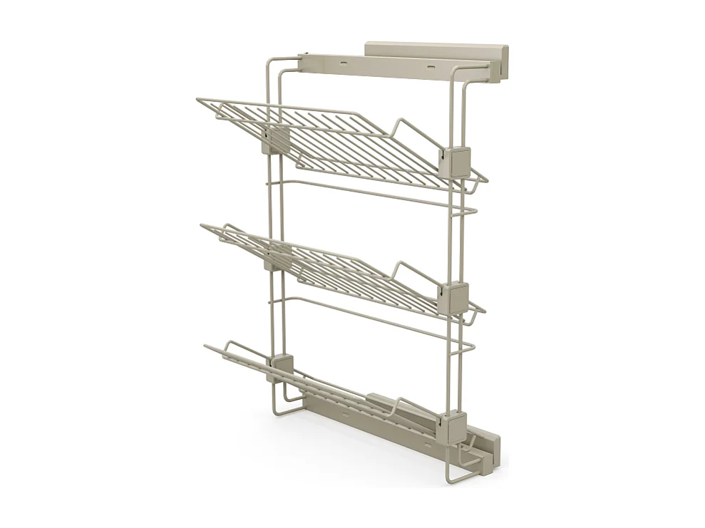 Scarpiera laterale estraibile per armadi e cabine armadio Hack, Destra, Verniciato grigio pietra, Acciaio.