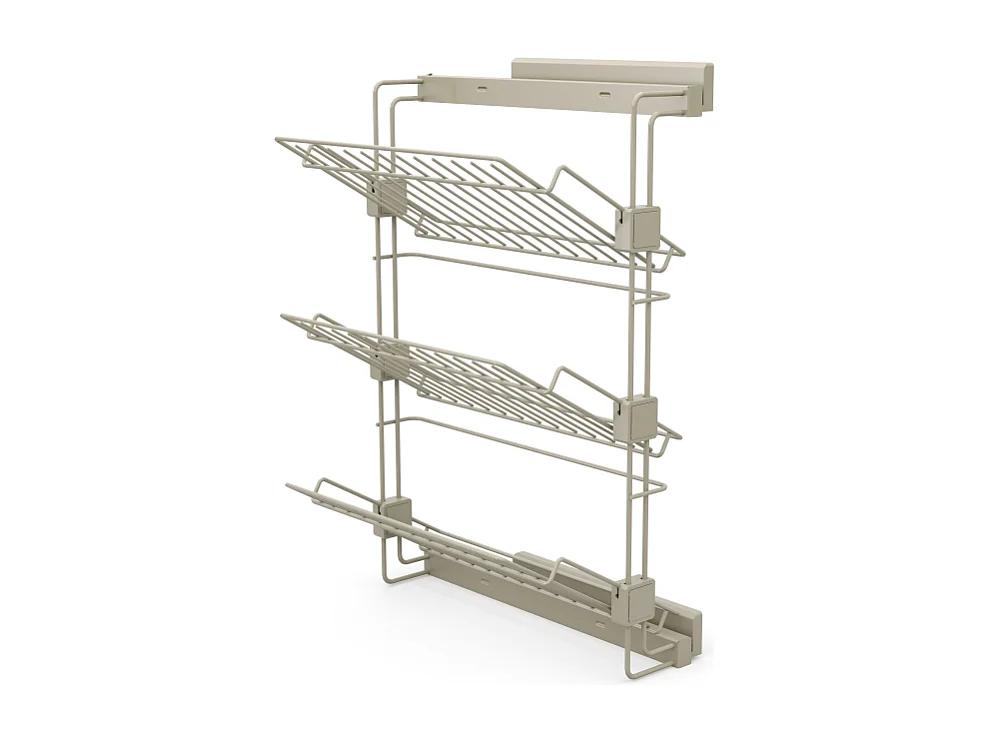 Scarpiera laterale estraibile per armadi e cabine armadio Hack, Destra, Verniciato grigio pietra, Acciaio.