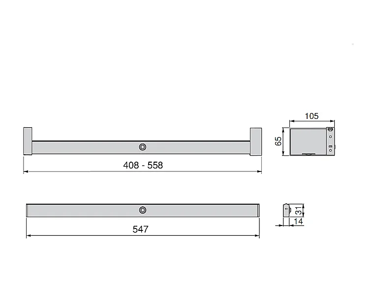 Barra appendiabili per armadi Castor con luce LED, batteria rimovibile e sensore di movimento, 558, Verniciato moka.