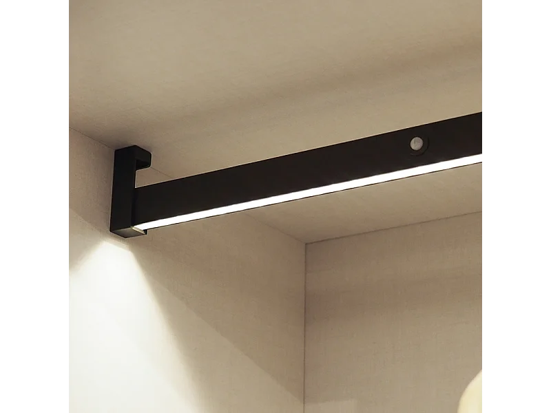 Barra appendiabili per armadi Castor con luce LED, batteria rimovibile e sensore di movimento, 558, Verniciato moka.