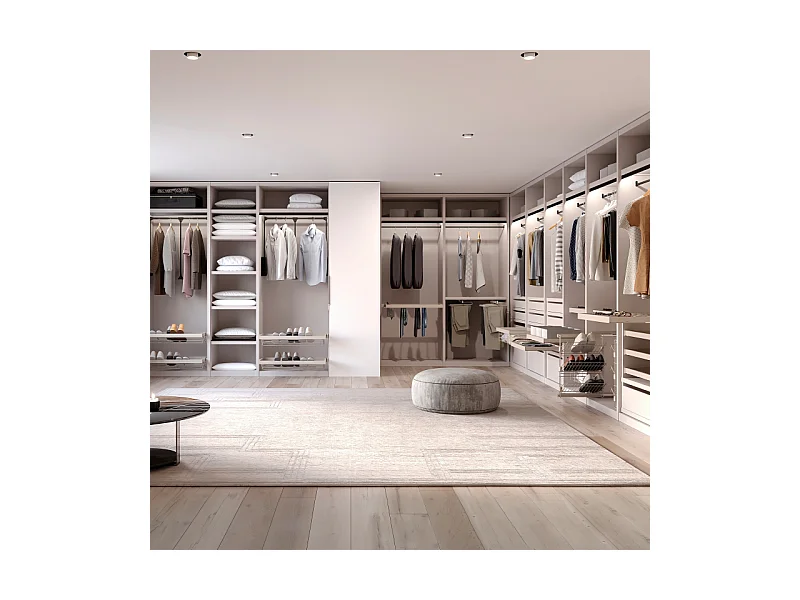 Kit cassetto portascarpe e telaio con guide a chiusura morbida per armadio, regolabile, modulo 600mm, Grigio pietra