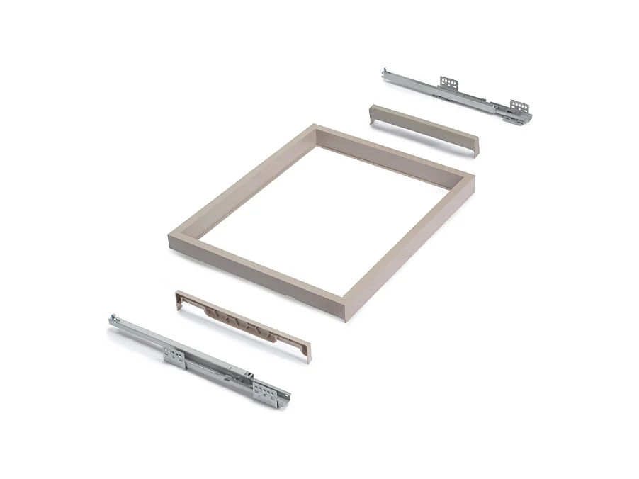 Kit cassetto portascarpe e telaio con guide a chiusura morbida per armadio, regolabile, modulo 600mm, Grigio pietra