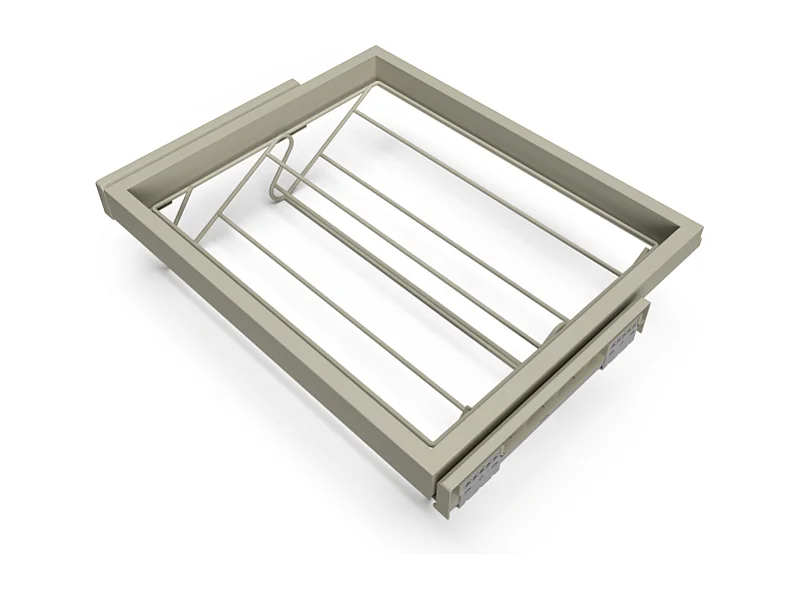 Kit cassetto portascarpe e telaio con guide a chiusura morbida per armadio, regolabile, modulo 600mm, Grigio pietra