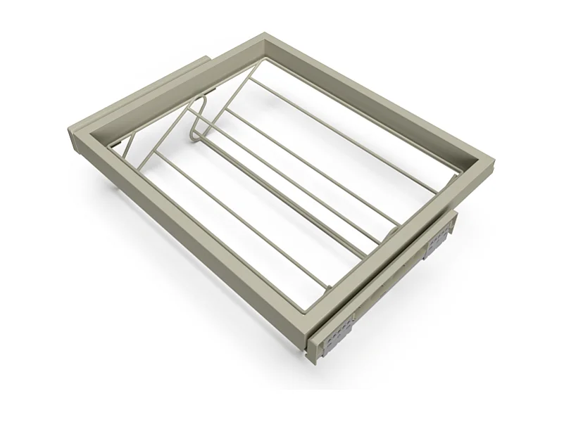 Kit cassetto portascarpe e telaio con guide a chiusura morbida per armadio, regolabile, modulo 600mm, Grigio pietra