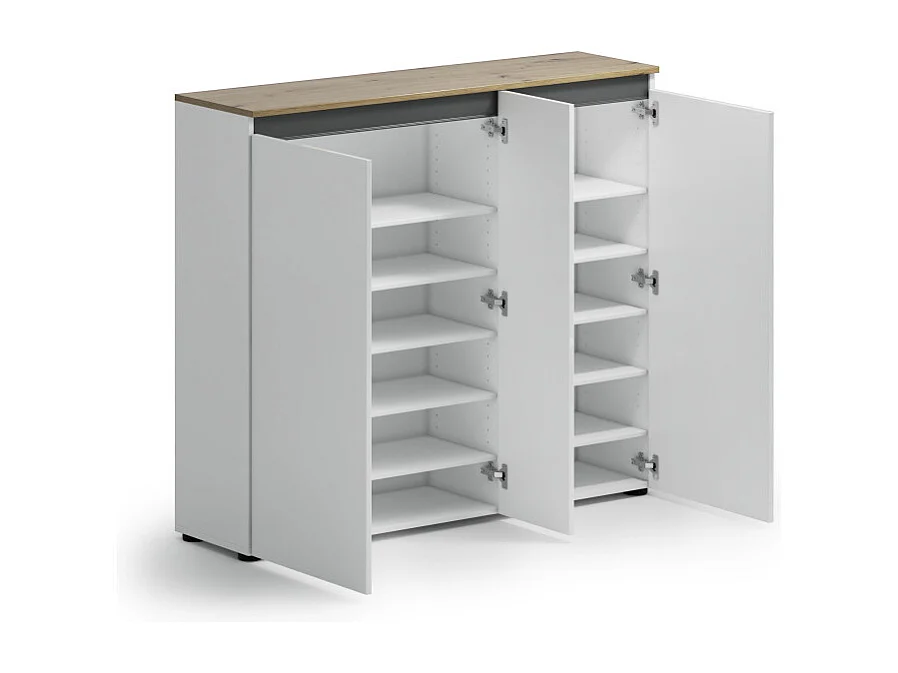 Meuble à chaussures gain de place 3 portes en mélaminé Zippo