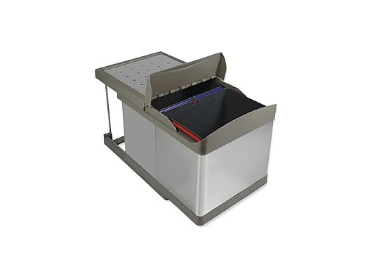 Pattumiere raccolta differenziata cucina 2x16L fissaggio inferiore estrazione automatica Plastica finitura acciaio inossidabile