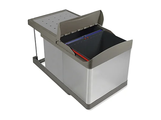 Pattumiere raccolta differenziata cucina 2x16L fissaggio inferiore estrazione automatica Plastica finitura acciaio inossidabile