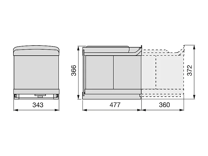 Pattumiere raccolta differenziata cucina 2x16L fissaggio inferiore estrazione automatica Plastica finitura acciaio inossidabile