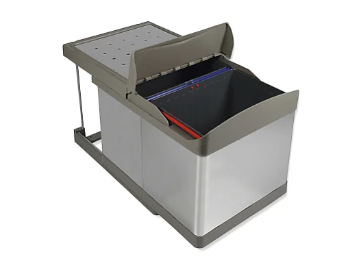 Pattumiere raccolta differenziata cucina 2x16L fissaggio inferiore estrazione automatica Plastica finitura acciaio inossidabile
