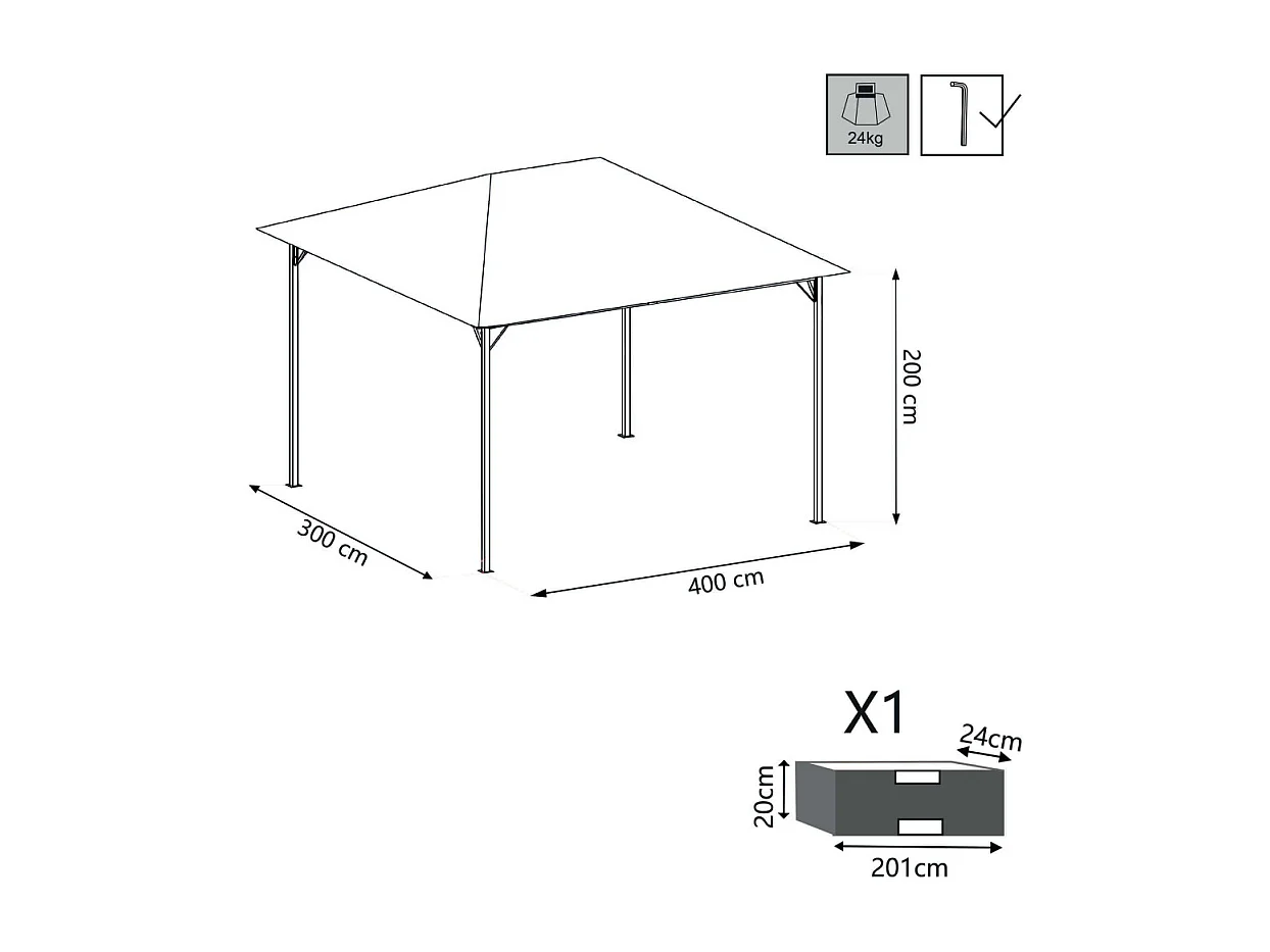 Gartenpavillon Liberty 300x400 cm
