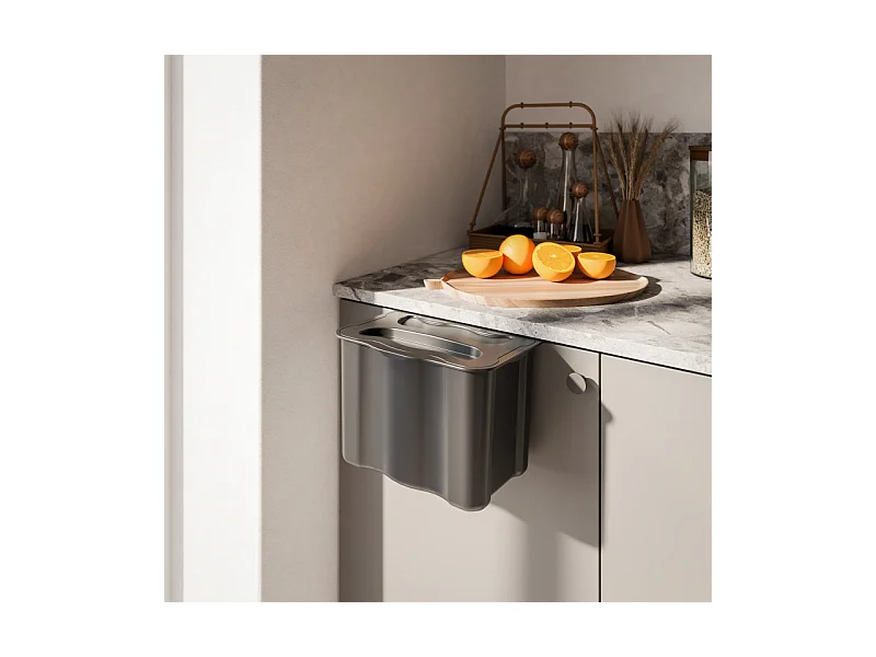 Pattumiera per differenziata ausiliario Recycle 5 L per cucina, Plastica grigio antracite, Tecnoplastica