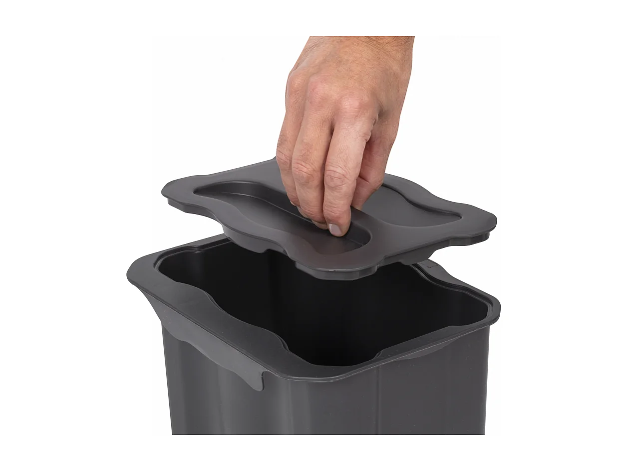 Pattumiera per differenziata ausiliario Recycle 5 L per cucina, Plastica grigio antracite, Tecnoplastica